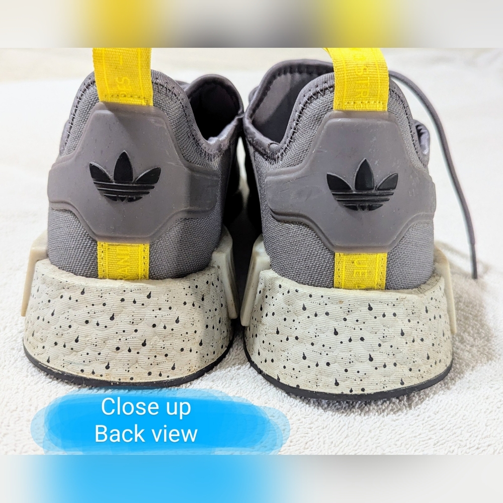Adidas Size 12 men's EUC, NMD_R1 in grey w/yellow accents *sold out online* - Picture 12 of 16
